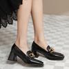 Frühling Herbst Quadratische Hohe Absätze Loafers Damen Klobige Plateau Pumps Frau Slip-on Schwarz Jk Uniform Schuhe Mary Janes