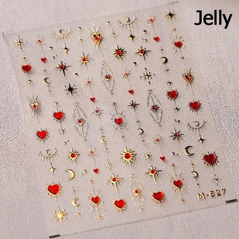 Cat's Eye 5D Gradient European Love Gem Wing Crystal Geometric Colorful Self Adhesive Nail Art Stickers Manicure Decals