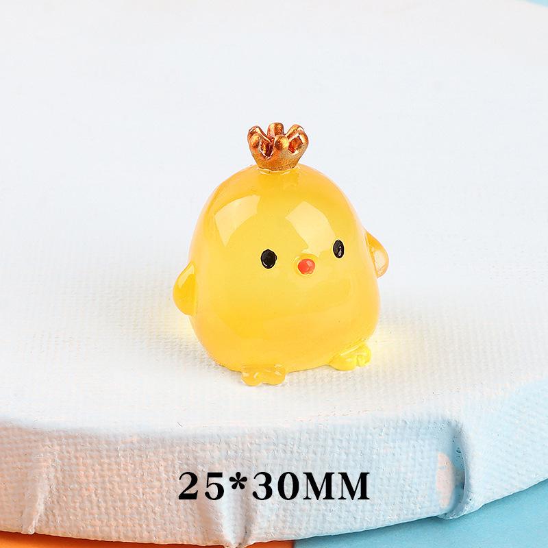 Cute Crown Chicken Mini Luminous Ornament for Car and Home Decor