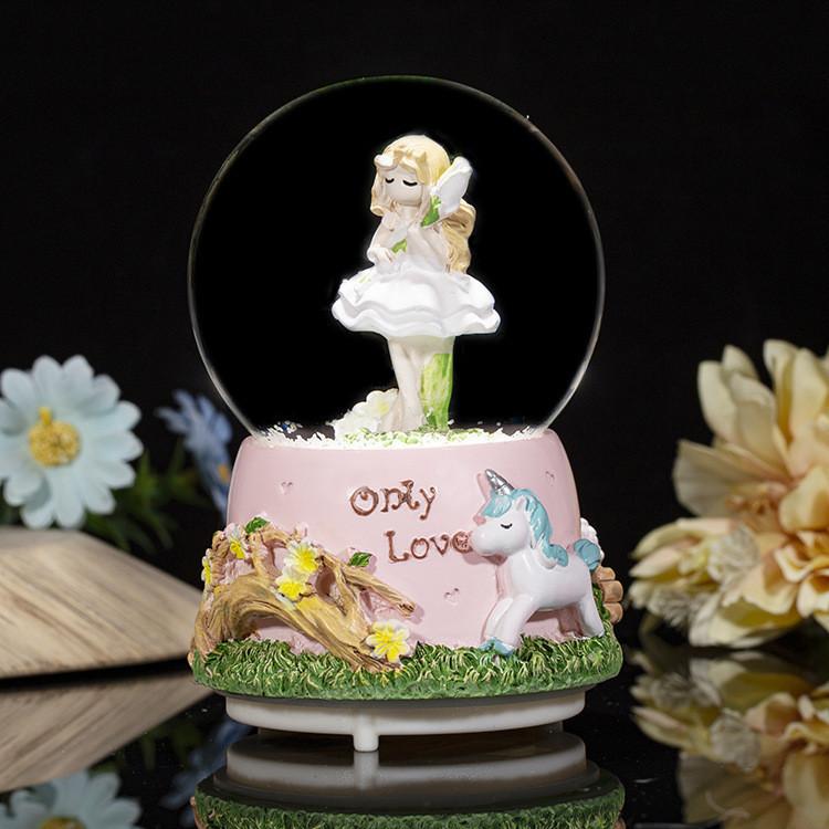 Prayer Crystal Girl Ball Music Box Room Decorated With Nightlights Aaa Battery