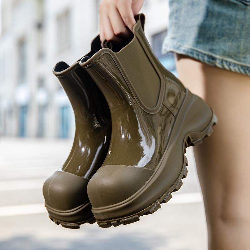 Women's 2024 Waterproof Martin Boots - Non-slip, Short Rubber Rain Boots for Spring/Summer Outdoor Wear