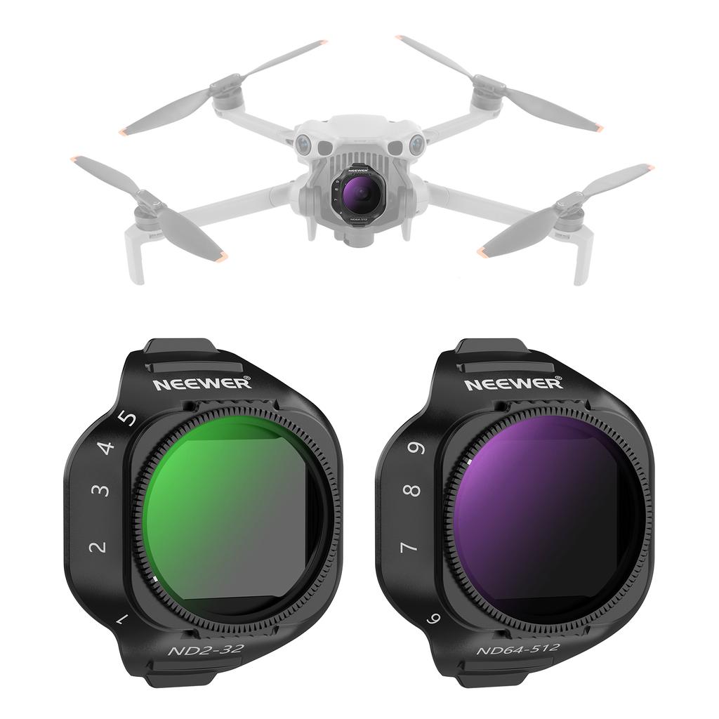 NEEWER Variable ND Filter Set For DJI Mini 5 Pro Drone Camera (ND2-32 + ND64-512), Adjustable Neutral Density Optical Glass