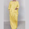 Classic Satin Shirt And Wide Leg Pants Set For Women With Pockets For Fall