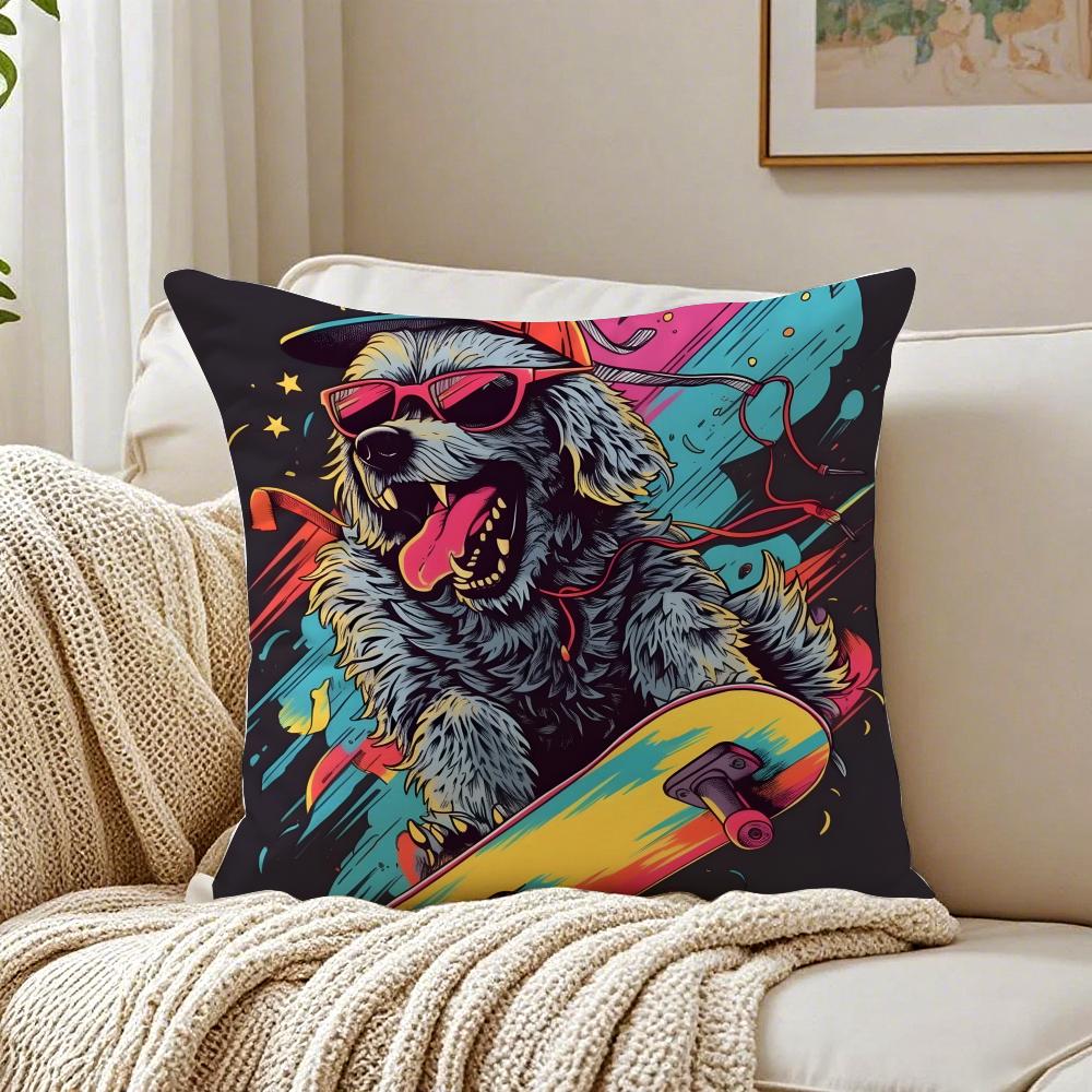 

Retro Style Trendy Artistic Dog Pattern Cushion Cover Pillowcase Antidustmite living Room Sofa Decor Cushion Room 30X30cm
