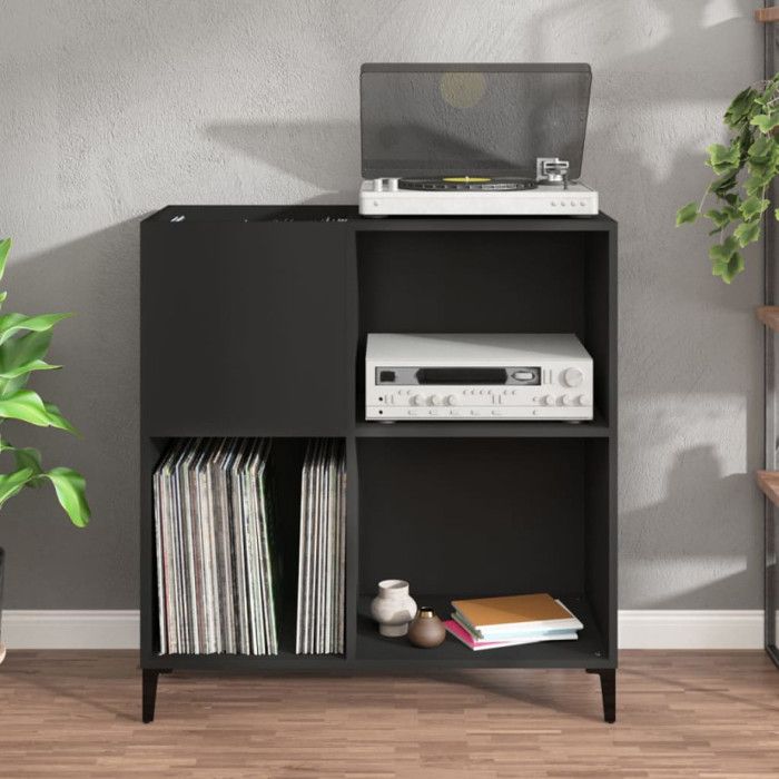 VidaXL Record Cabinet Black 84.5x38x89 Cm Engineered Wood 831998