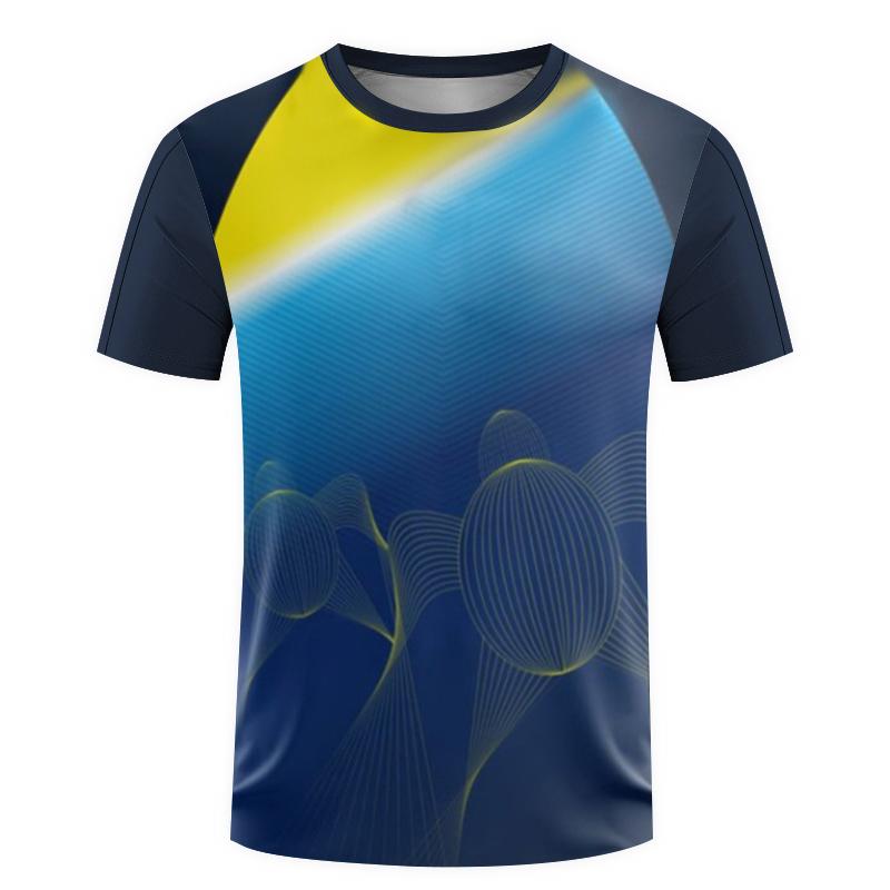 Mens Printed T-shirt Quick Drying And Sweat Absorbing Fitness Wear Womens Tennis Training Wear Badminton Wear Oversized Boys Top