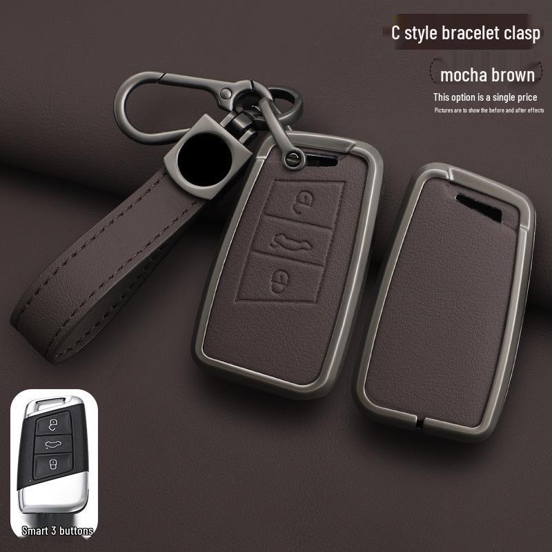 Volkswagen Key Case for Magotan, Passat, Tiguan, Sagitar, Tayron, CC, Lavida - Men's Car Key Shell with Buckle