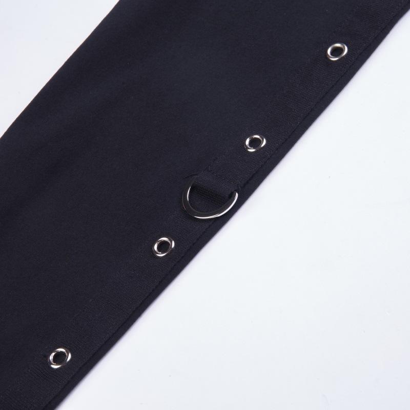 GMXIA Dark Wind Sommer Mode Top O-Ausschnitt Langarm Crop Mesh kurze Hoodie Frau