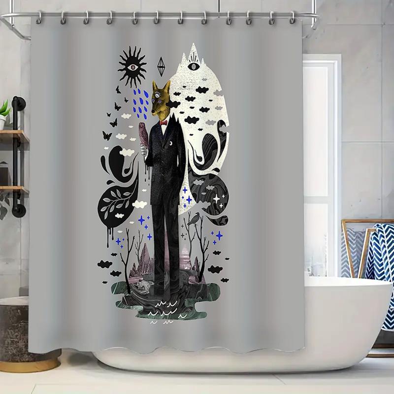

Gothic Horror Shower Curtain Dark Academia Tapestry Macabre Home Decor Spooky Halloween Bathroom Set Vintage Gothic Art W60H190(CM)-1 Pcs
