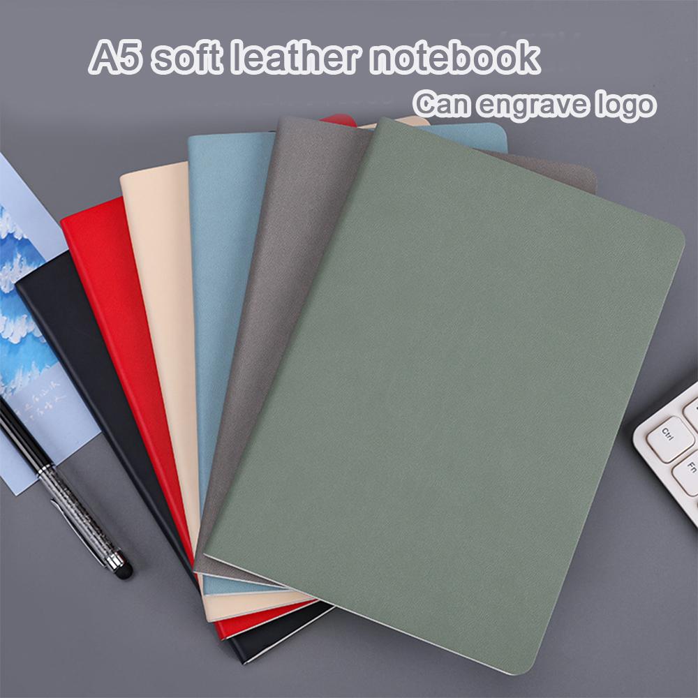 

(Free logo engrave) A5 soft leather business notebook, office notepad, meeting minutes, college student excerpts, diary, travel log