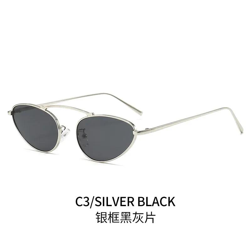 Fashion Luxury Cat Eye Sunglasses for Women Unique Small Oval Metal Frame Brand Design Eyewear UV400 Sunglasses Lentes De Sol