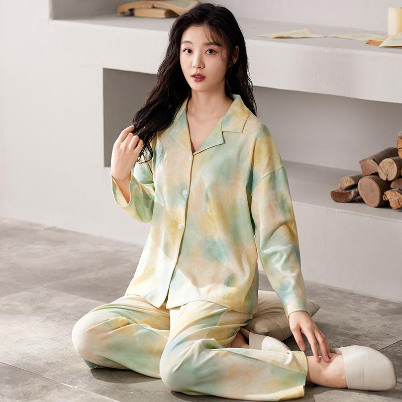 Purple Tulip Pajamas Set Women Sleepwear Cotton Long Sleeves Long Pants Autumn Winter Girl Pyjamas Soft Pijamas Cozy Button Cute