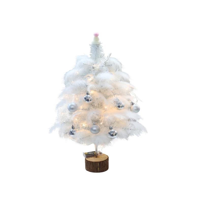 

Delightful Mini Feather Christmas Tree with Light Ornaments Tabletop Christmas Tree, Easy to Assemble Cheerful Designs белый