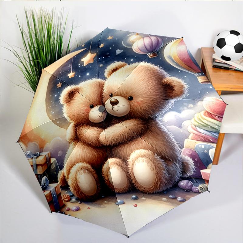 Cartoon Teddy Bear Umbrella Automatic Open/close, Sturdy Iron Frame & 8-Rib Struct, Umbrella for Women & Men, Christmas Gifts