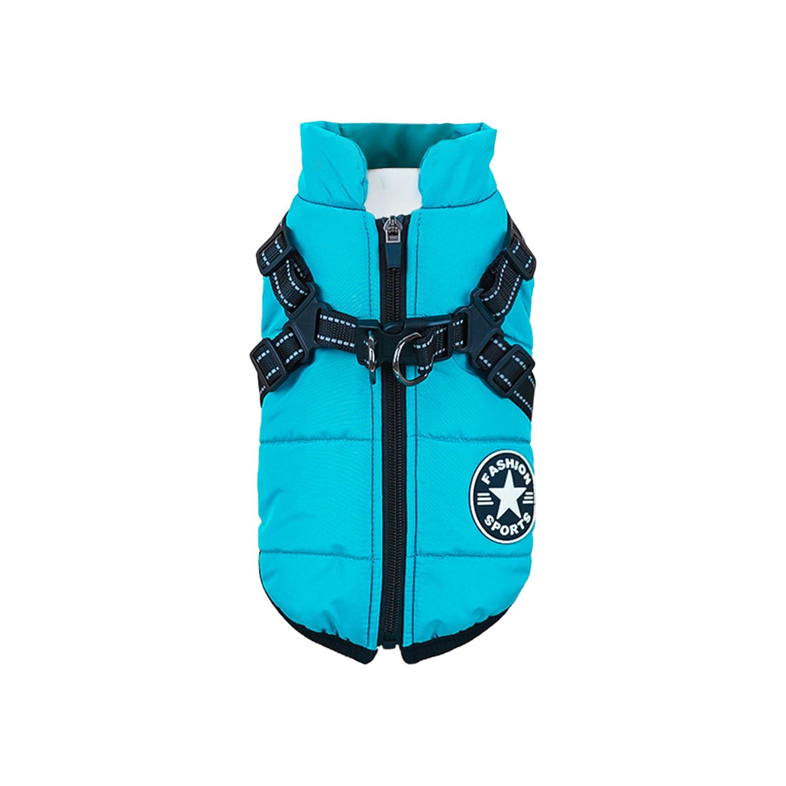 

Одяг для домашніх тварин Потовщений для тепла, Зимові бавовняні куртки на груди та спину для собак і котів, Бавовняні жилети для котів, Товари для собак XL ціан