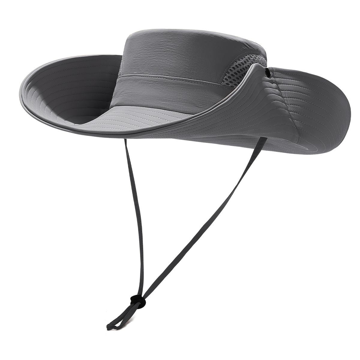Summer Plain Quick-Dry Fisherman Hat Outdoor Breathable Sunshade Sunscreen Hat Hiking Fishing Sun Hat серый