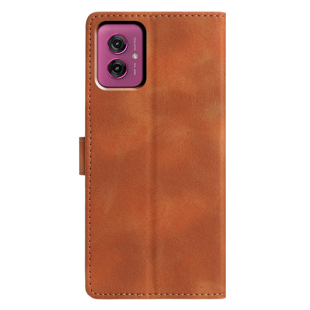 For Motorola Moto G55 5G Case Wallet Stand Imprinted Triangle Pattern Leather Phone Flip Cover