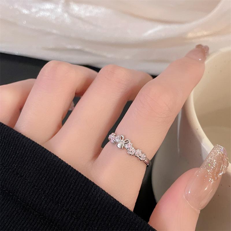 French Green Moon Series Open Ring Niche Design Fashionable High-End Individual Cold Wind Ring Woman