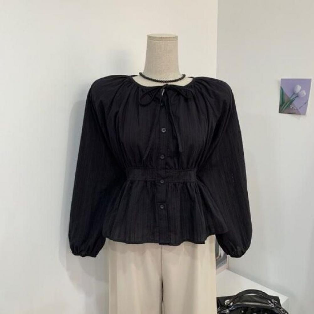 C S In The Room Stripe punChIng Strap Flare blouSe 3Color C