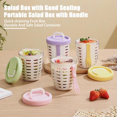 650ML Scatola per Insalata da Picnic Tazza per Frutta con Forchetta Doppio Strato ad Asciugatura Rapida