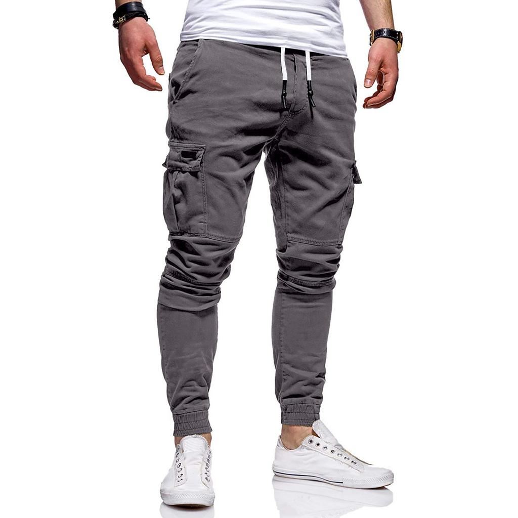 Men's Loose Casual Multi-pocket Work Pants, Youth Stretch Waist Drawstring  Pants