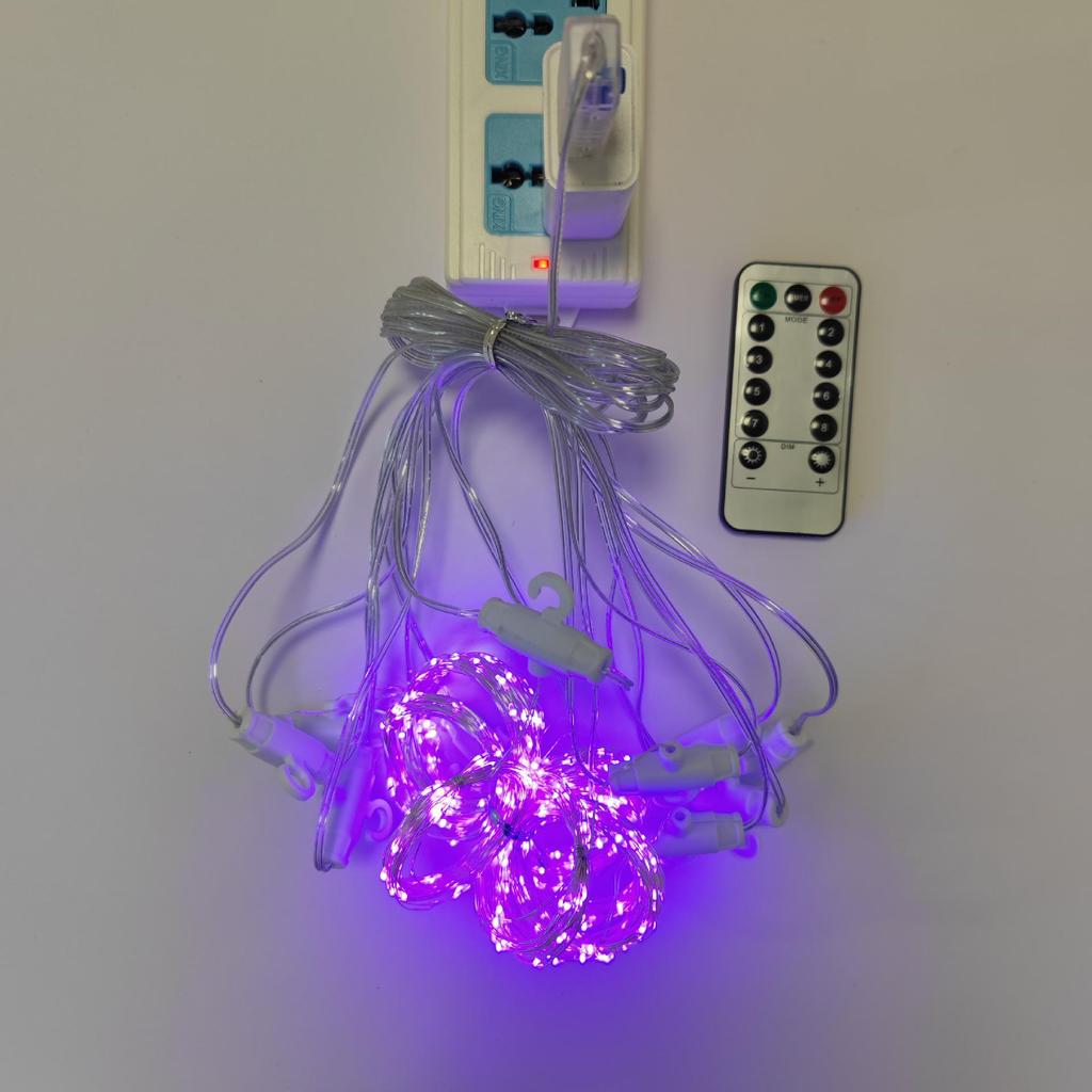 LED Copper Wire Curtain String Lights with USB & Remote, 3x3m, for Christmas, Wedding, Bedroom Decor