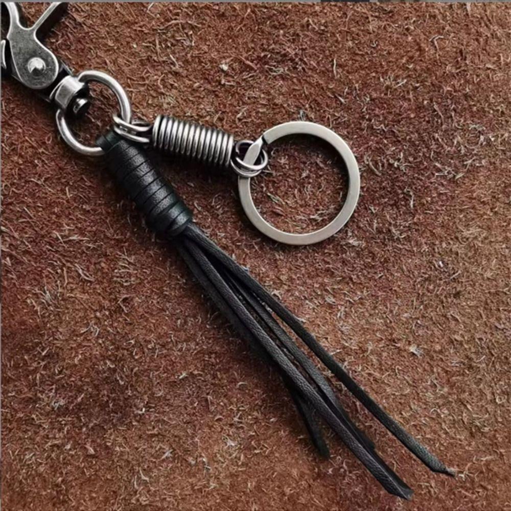 Cowhide Cowhide Tassel Key Chain Vintage Car Keychian Genuine Leather Keychain Keys Organizer