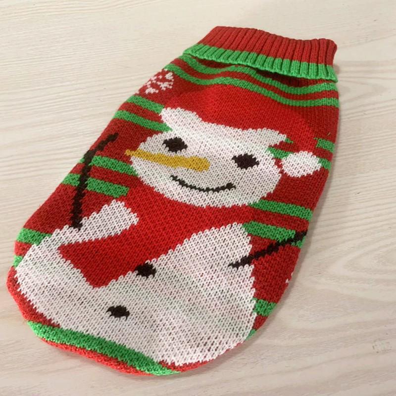 סוודר חג מולד סרוג חם לחתולים וכלבים - ביגוד לחיות מחמד לסתיו/חורף