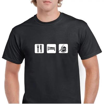 Eat Sleep Weld T Shirt Ironworker Fabricator Welding Worker Black Cotton