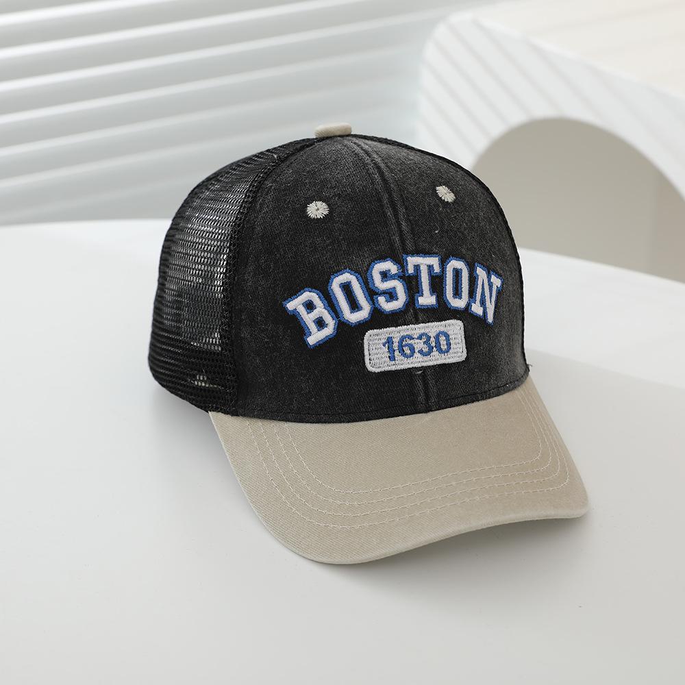 JYL TS Сделай сам Бостонская детская кепка Винтажная сетчатая шляпа от солнца Полиэстер black_52-54CM дым