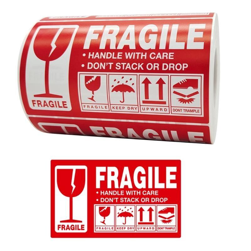 500pcs Fragile Stickers Warning Label Sticker Handle With Care Don'for t Stack or Drop Sticker Shipping for Express Label