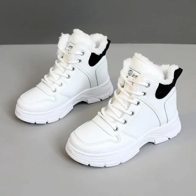 Fashion Fashion Women's Ankle Boots Warm Comfortable Women Boots Outdoors Non-Slip Cotton Shoes High Top Lace-up Women Platform Sneakers