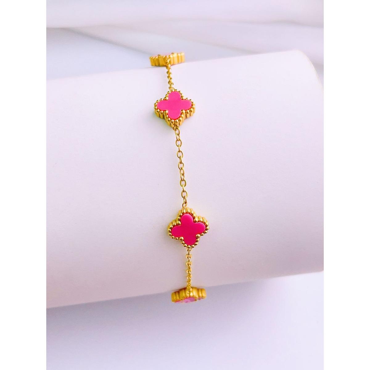 

Двусторонний женский браслет Lucky Straw, модный изысканный браслет из 18-каратного прочного клевера с четырьмя листами