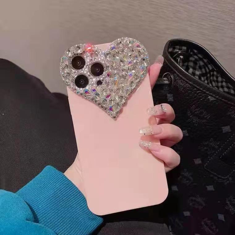 Applicable To Apple 16pro Mobile Phone Case IP13 Love Gem 12pro 11omax Silicone Diamond Set Soft Shell Xsmax