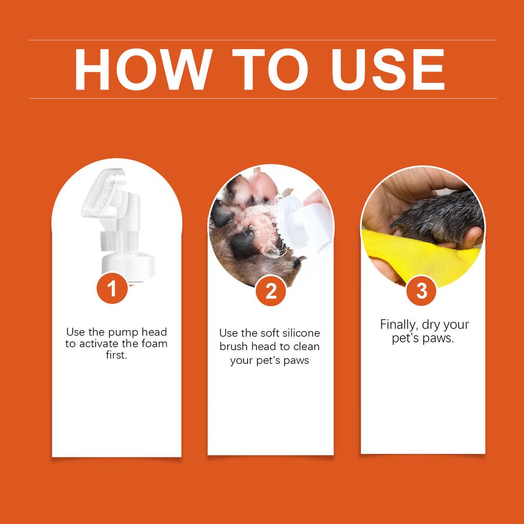 Pet Foot Cleansing Foam for Dogs and Cats, Deep Cleaning and Deodorizing, No-Rinse Formula, 100ml, Moisturizing Care