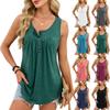 Women's Spring and Summer New Solid Color Crew Neck Button T-Shirt Sleeveless Vest Women's