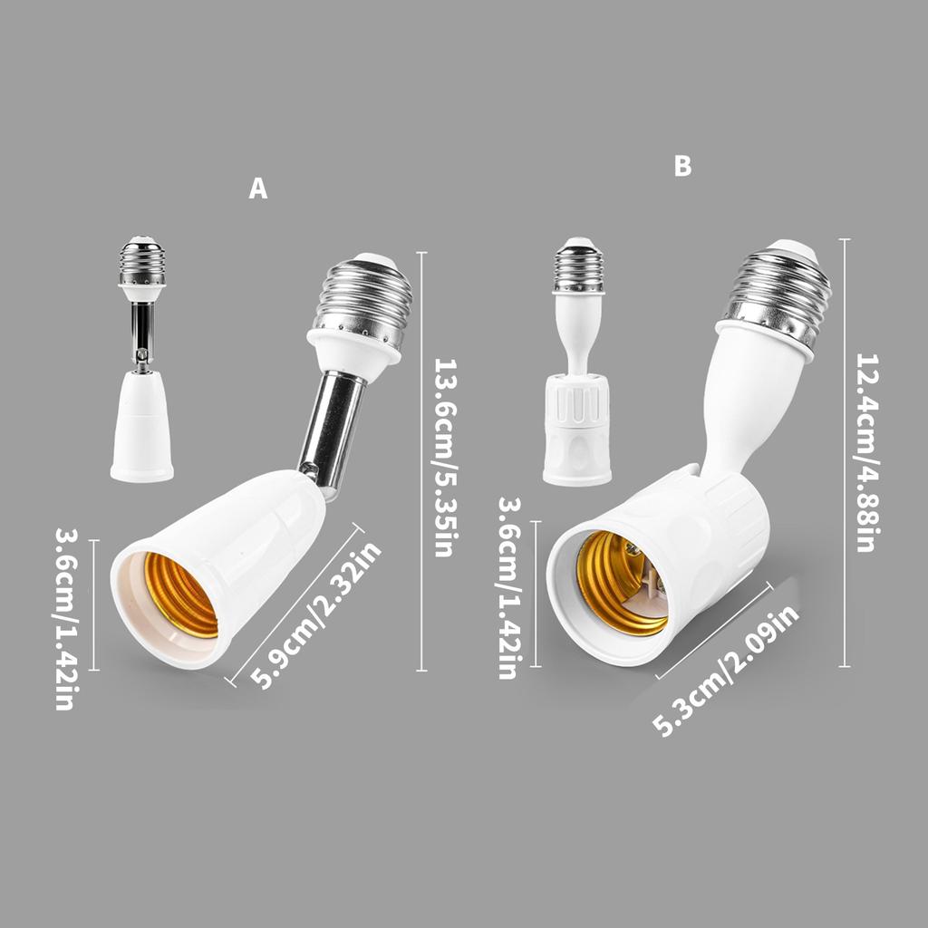 2Pieces E27 Male To Female Lights Bulb Adapter With 180 Degree Flexibility For Illumination Positioning