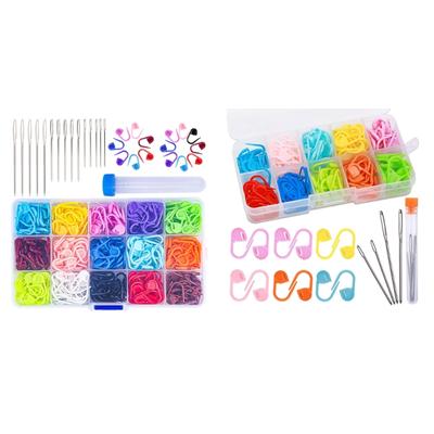 600/1500 Stück Strickmarkierer mit 20/75 Stück Nähnadeln mit großem Öhr, Buntes Häkel-Sicherheitsmaschenmarkierer Garnnadel-Set