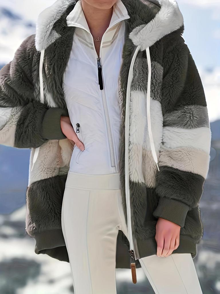 Women's Autumn/Winter Bestseller: Multi-color Plush Hooded Jacket