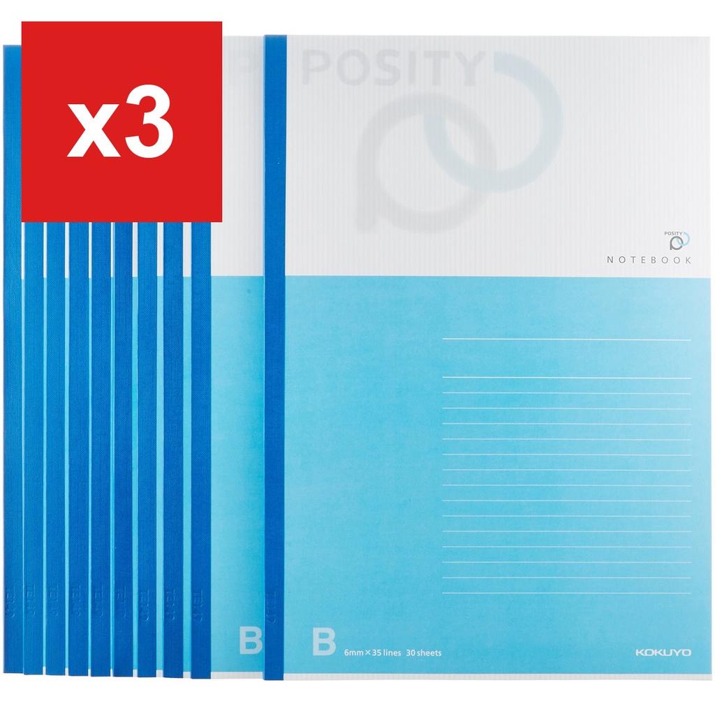KOKUYO Posity Notebook, Semi-B5, B-Ruled, 30 Sheets, 10-Book Set, P3No-31BX10