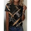Women's Striped Printed Comfortable Versatile Top T-Shirt Stylish Simple Short Sleeve Casual Breathable T-Shirts Women’s