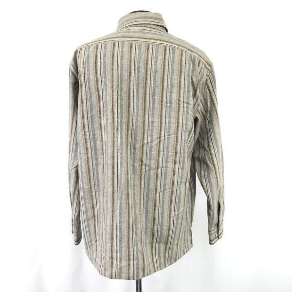 LYLE & SCOTT BLACK LABEL Long Sleeve Wool Angora Cashmere Shirt Men’s L Beige stripe(USED)