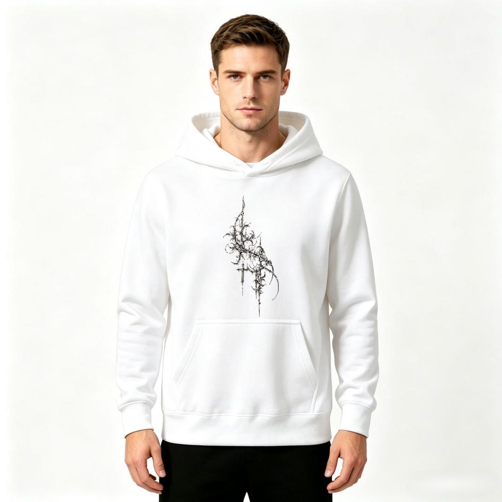 Men Hoodie Skeleton Vines Print Casual Long Sleeve Pullover Sweatshirt For Daily Wear