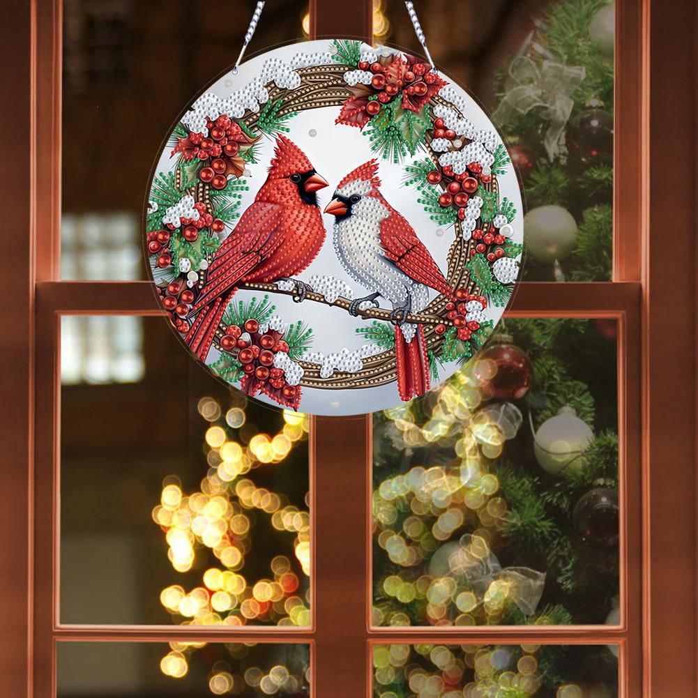 Xmas Theme 2D Flat DIY Special Shape Rhinestone Diamond Art Window Pendants Diamond Painting Set Wall Decor for Home & Windows