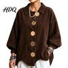 Laternenärmel Mantel Damen Cordjacke mit großen Metallknöpfen Lässig Damen für Herbst Winter Lockere Passform Oversized Kragen Oberbekleidung Knopfleiste