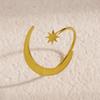 Chic Adjustable Stainless Steel Star and Moon Ring for Women - Elegant Niche Design Jewelry