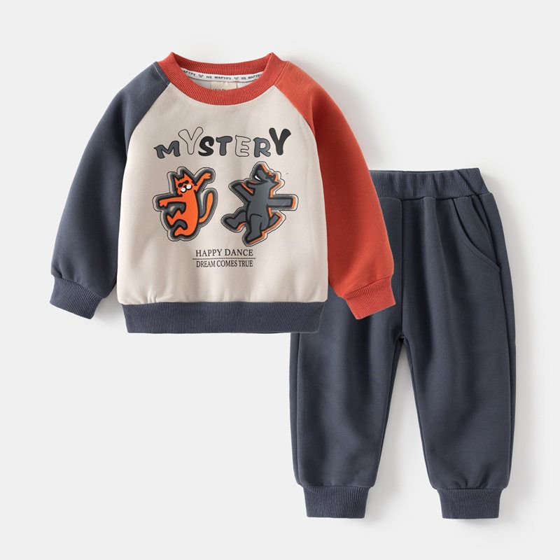 Shark Spring and Autumn Boys and Girls Letter Sweater Suit