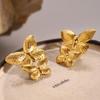 Jiedin European and American Stainless Steel Exaggerated Earrings Butterfly Stud Earrings 18k Gold Titanium Steel Jewelry