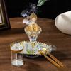 Middle East Living Room Incenseburner Ornament Incense Burner Set Gold Crystal Glass Incense Burner Rotating Tray Incense Burner