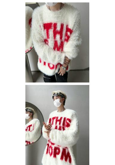 2026 American Retro Mink Fur Letter Sweater - Loose, Versatile Autumn/Winter Knitwear for Couples